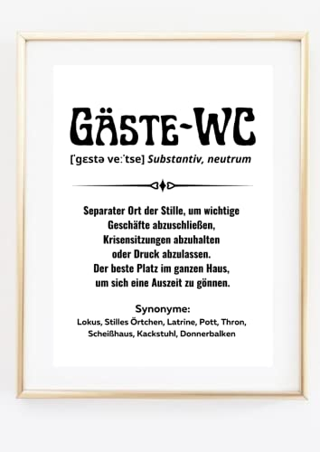 Kunstdruck Din A4 - Definition Gäste WC - Spruch Badezimmer - Toilette Klo Dusche Druck Poster Geschenk Bild - ohne Rahmen