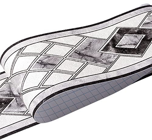 Darwery Black Grid PVC Wallpaper Borders Self Adhesive Waterproof Stickers Border Wallpaper Eco Friendly Stick Durable Wall Decal for Bathroom Kitchen DIY Tools Home Decoration Tile Stickers 5 Meters