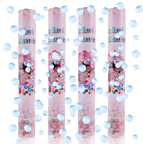 Konfettikanone Schaumkugel*4pcs, XiXiRan Konfettikanone Geburtstag, 38cm Party Popper, Konfetti Pistolen Set, Konfetti Bombe, Konfetti Shooter, Konfettikanone Gender Reveal, Konfetti Kanonen