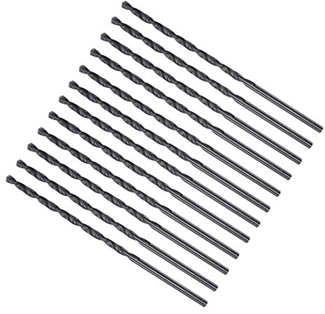 CoCud Twist Drill Bits, 3mm Drilling Diameter, Black Oxide High Speed Steel Extra Long Straight Shank - (Applications: for Stainless Steel Alloy Metal), 12-Pieces