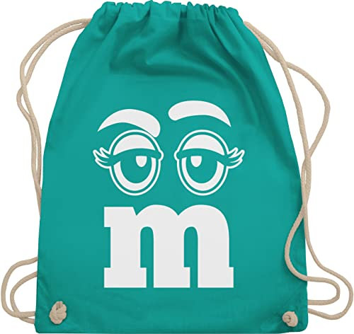 Turnbeutel Rucksack - & Fasching - Taschen - M und M Augen Karneval I Fastnacht I Fasnacht I Fasnet - Unisize - Türkis - gym bag festival karnevalsbeutel faschings mm juterucksäcke festivaltasche