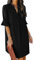 Les umes Womens V Neck Tunic Dress Tops Tshirt Casual Mini Dress Puff Sleeve Flare Work Dresses for Women Black S