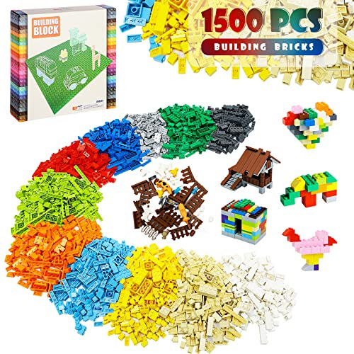 Etarnfly Classic Building Bricks Set,1635PCS Building Blocks with Farm Accessories-Mix Colors Bulks Building Sets for Boys Girls 6 Years Old and Up,Compatible with All Brands