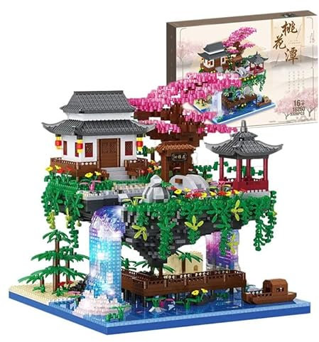 Peach Blossom Pool Tree Building Kits, 3320PCS Chinese Architecture Creative Micro DIY Bricks Model Toy, Construction Blocks Set Gift for Adults and Teens