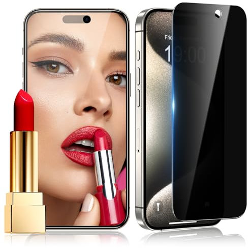 WHPXJY Privacy Screen Protector for iPhone 15 Pro Max / 15 Plus Mirrored Tempered Glass Film, Anti-Spy, Mirror Effect, Shatterproof, Bubble Free, Easy to Install, with Large Cloth to Clean Screen
