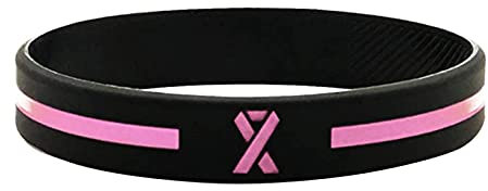 NCQiFei Bracelet Octobre Rose Bracelets en Ruban Rose Sensibilisation au Cancer du Sein Bracelets en Silicone Poignet Rose Bracelet pour Fournitures de Bracelet Fête de Courage d'Bracelets