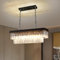Depuley Modern Kronleuchter Kristall, 60cm Pendelleuchte Esstisch Schwarz, Rechteckiger Kristall Hängeleuchte mit klarem Kristallanhänger, hängelampe für Wohnzimmer, Esszimmer, Restaurant, E14 x 6