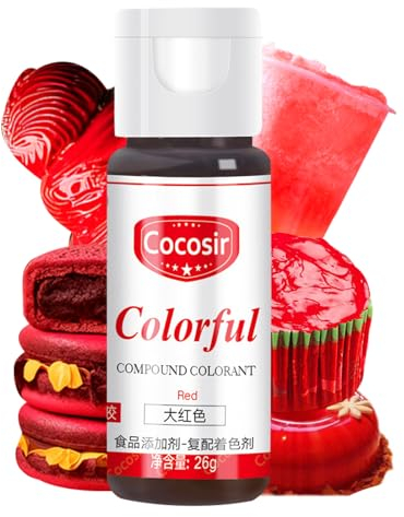 Colorante Alimentario Rojo, Color Liposoluble Intenso, Colorante Alimentario Líquido Neón para Repostería, Decoración, Glaseado, Cocina y Manualidades - 26 Gr