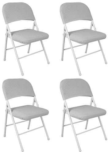 IGTOPS Stuhlhussen,Stretch Stuhlbezug,Klappstuhlbezug,Samt Klappstuhl SlipcoversAbnehmbar Waschbar Spannbezug für Esszimmerstühle Hochzeit Büro Bankette Partys Deko,Universal (4, Hellgrau)