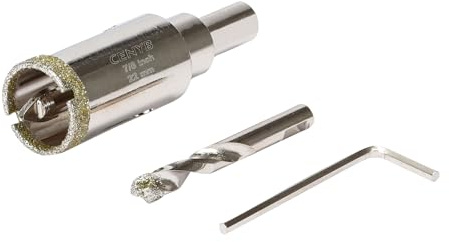 7/8 Inch 22mm Tile Hole Cutter Drill Bit Diamond Metal Hole Saw with Center Pilot Drill – Diamond-Coated for Marble, Granite, Ceramics, Porcelain Tiles, Glass