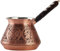 DEMMEX Cezve Ibrik Briki - Cafetera árabe turca de cobre más gruesa, con mango de madera y cuchara de madera, grabada a mano (cobre mate, 15 onzas líquidas)
