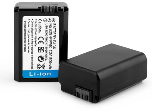 Swark NP-FW50 Lot de 2 batteries de rechange pour appareil photo Sony Alpha a6300, a6000, a7s, a7, a7s ii, a7r ii, a3000, a5100, a5000, a7r, a7 ii, NEX-7, NEX-6, NEX-F3, NEX-3, Nex-5 Appareils photo