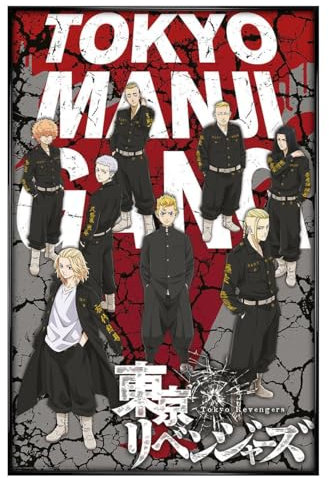 ArtTokyo Revengers Takemichi & Tokyo Manji Gang Maxi-Poster – schwarz glänzend gerahmt