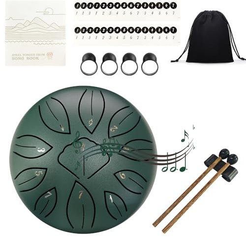 Rain Drum,11 Noten 6 Zoll,Chakra Regentrommel,Stahlzungentrommel Regen,Rain Music Drum,Rain Drum Outdoor,Rain Drum Garten,Handpan mit Schlägel,Percussion Instrumente (11-Ton 6-Zoll)