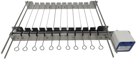ZENONEZ Tabletop Auto Flip Rotisserie Kit Universal Replacement Skewer Kebab Barbecue Grill DS Quick Install spit Outdoor Camping BBQ kebabish Free Width Adjustment Cooking Tool Accessories (DS11LS)
