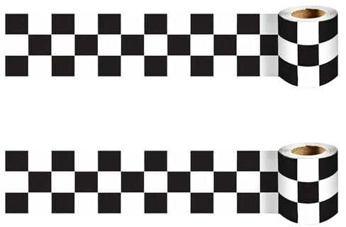 yeeplant Black & White Checkered Pvc Wallpaper Border, 94.5 In. Long, Easy To Install, Ideal For Kitchen, Bathroom & Car Interior Décor