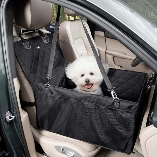 pecute Hunde Autositz mit Harter Unterseite - Extra Stabiler Hund Auto Rück- und Vordersitz Extender für Kleine und Mittlere Hunde,Wasserdicht,Staubdicht, Schützt Autositze