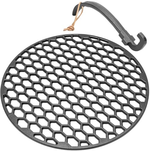 KEESHA Grill Grate for Weber 22 Inch Kettle Grill with Grate Lifter, 21.5 Premium Heavy-Duty Cast Iron Replacement Insert for Weber 8835 for Premium Honeycomb Prismatic Sear Marks