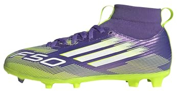 adidas Unisex Kinder F50 League Mid Firm Ground/Multi Ground Football Boots Kids, Purple Rush/Cloud White/Lucid Lemon, 35 1/2 EU