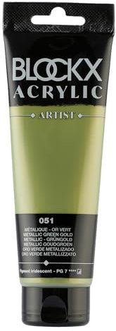Blockx 60051BXC Acrylique Fine Semi-opaque et Satinée - Métallique - Or vert Pigment iridescent/PG7 - 120ml