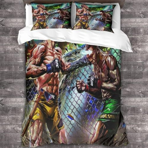 YTPONBCSTUG Boxing Bettbezug Bettwäsche Set - Bettbezug Und Kissenbezug,Mikrofaser,3D Boxen Digital Print Dreiteiliger Bettwäsche King（220x240cm）