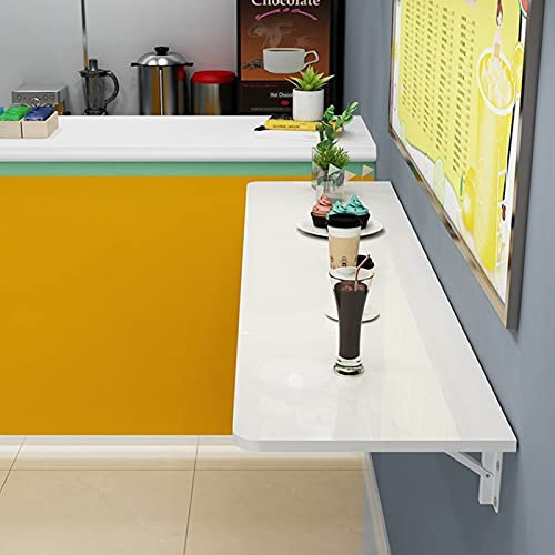 Bureau d'ordinateur pliable blanc 60 cm, 70 cm, 80 cm, 90 cm, 100 cm, 120 cm | Table murale pour petits espaces à domicile, bureau, travail | Table de cuisine pliable pour petit déjeuner ou bar