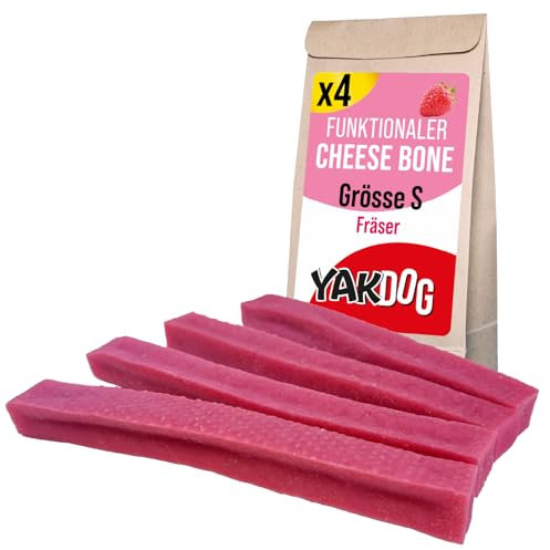 YAKDOG Gesundheit+ - Käse-Kausnacks Für Hunde S - Erdbeere Relax - Beruhigend & Verdauungsfördernd - Schlafhilfe - Lang Anhaltender Snack - 100% Natürlich - Himalaya-Rezept - Hergestellt In Belgien