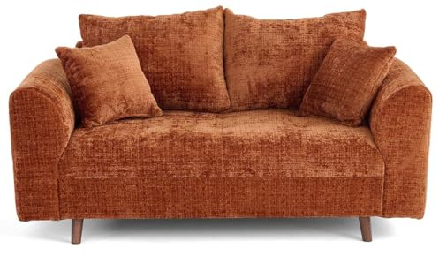 Lisa Design Rune - 2-sitzer Einzelsofa aus Strukturiertem Samt Rostfarben