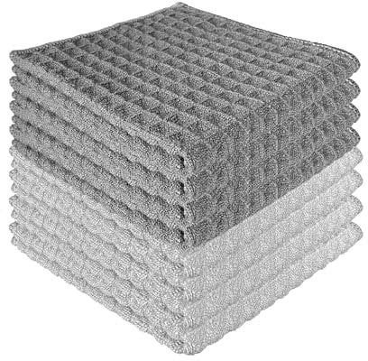 CZandCZ 8X Mikrofasertücher 30x30cm, Barista Tuch,Geschirrtücher, saugfähige Reinigungstücher, Mikrofaser Lappen, Fusselfreies Putzlappen Poliertuch für Küche,Glas,Bad (Dunkelgrau/Hellgrau)