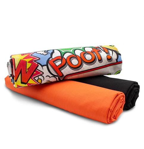 VmG-Store 1,5m Baumwollstoff Set Designstoff + 2x Uni farblich abgestimmt 100% Baumwolle Material Auswahl (Comic 2.0 Set77)
