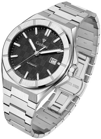 CADISEN Mechanische Automatik Armbanduhr Herren Mit Gangreserve Saphirglas Uhren männer NH35 Freizeit Wasserdicht (schwarz)