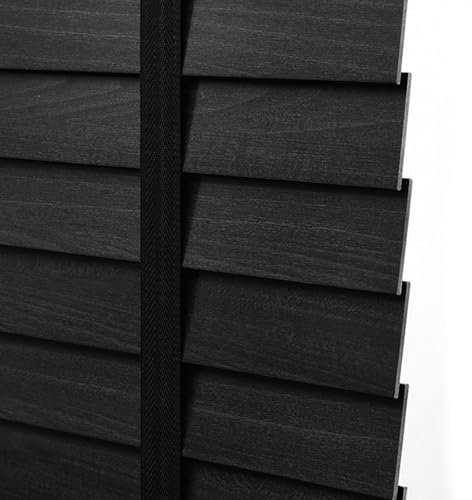 Stores Vénitiens en Bois Véritable, Stores en Bois pour Fenêtres, Stores Horizontaux Jour Et Nuit Lamelles De 50mm, 55 60 85 95 110 130 150 160cm Volets Occultants D'intimité pour Maison Bureau(Noir)