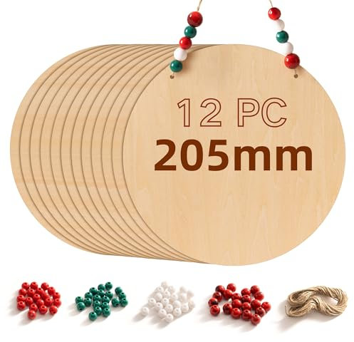ROBOTIME Contreplaqué Rondes de 3 mm d'épaisseur Diamètre 205 mm 12 PC Planche Bois Brut Bouleau Panneau Feuille Découpe Pyrogravure Gavure Laser Bois Rectangulaire
