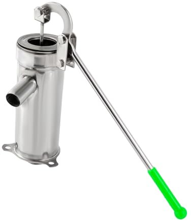 Edelstahl Schwengelpumpe mit Zubehör | Handbetriebene Gartenpumpe bis 8m Tiefe | Rostfreie Brunnenpumpe mit ergonomischem Griff & Energiesparend (202 Stahl, Komplettset inkl. PTFE-Band & PVC-Adapter)