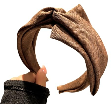 WANYI Haarreifen Damen Breit Haarreif mit Knoten Haarband Vintage Haarschmuck Klassisch Haarbänder für Damen Haar Dekoration, Make-up(Dunkelbraun)