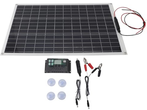 Asixxsix Kit de Panneaux Solaires 300 W, Panneau Solaire Portable en Silicium Monocristallin Haute efficacité avec de Batterie et Ventouse, Système Hors Réseau pour Camping-car