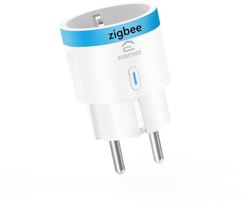 EIGHTREE Zigbee Steckdose mit Strommessung Zigbee Hub erforderlich 1er Pack | Sprachsteuerung, Zeitplan & Timer, Zigbee Smart Steckdose kompatibel mit Home Assistant, SmartThings, Alexa