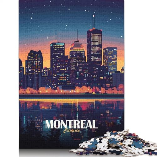 Montreal-Skyline bei Nacht – 1000-Teile-Puzzle für Erwachsene (ab 18 Jahren) – Papierpuzzle – Stressabbau – 38 x 26 cm