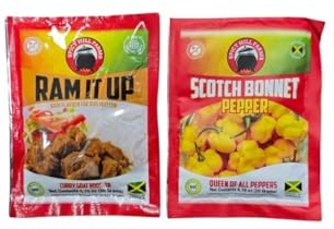 Scotch Bonnet Ram It Up Jamaican Curry Goat Seasoning and Hot Pepper Spice Pack, 2 Pack Bundle