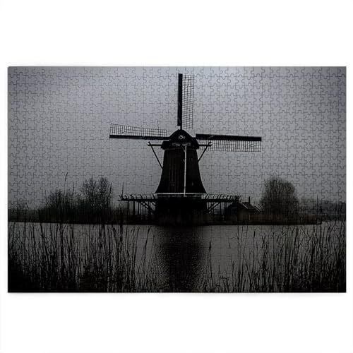 5000 Piece Jigsaw Puzzles for Adults, Windmill Jigsaw Puzzles for Adults 5000 Piece, Wooden Puzzle with Color Box, Jigsaws Family Educational Games, Gifts for Women, Home Decor, Theme: (Grey), -3450