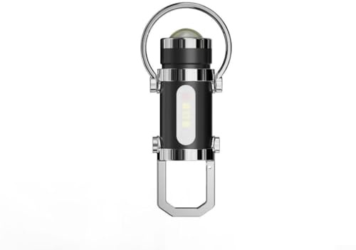 Mini LED Schlüsselanhänger Taschenlampe 1200 Lumen COB Flächenlicht mit 7 Modi SOS Stroboskop USB-C wiederaufladbar IPX4 wassergeschützt EDC Notfalllampe für Camping Wandern Auto Panne (schwarz)