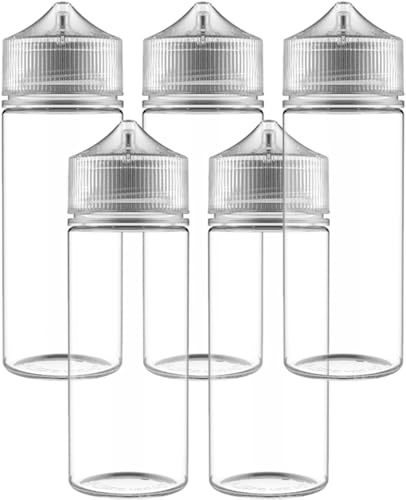 Vip Vape Leerflaschen 120ml für E-Liquid, PET Kunststoff, Transparent mit Tropfverschluss, 5 Stück