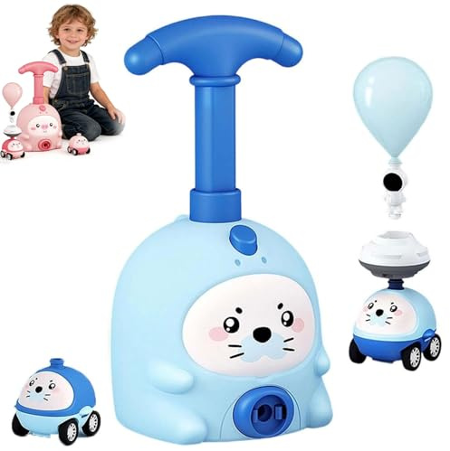 Animal Air Powered Balloon Car Toy, Animal Balloon Car Toy,Balloon Launcher Toys with 2 Cars, Pump and Balloons, Balloons Powered Cars, STEM Educational Toys for Boys Girls, Kids Party Favor (Blue)