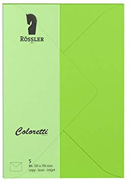 Rössler 220720522 - Coloretti Briefumschläge, 80 g/m², DIN B6, hellgrün, 5 Stück