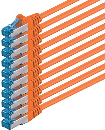 1aTTack.de 1m - CAT6a - Netzwerkkabel orange - 10 Stück CAT 6 A Patchkabel 10000 Mbit s SFTP PIMF 500 MHz kompatibel zu CAT5 CAT6 CAT7 DSL Internet Switch Router
