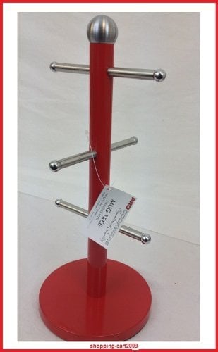 Red Stainless steel Mug Tree Kitchen Roll Holder Glass Paper Holder New