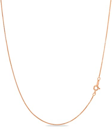 KEZEF Collana a Catena a Scatola da 1 mm in Argento Sterling Placcato Oro Rosa, Collana da Donna e Uomo Placcata Oro 18k, 16 Pollici