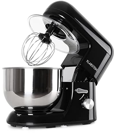 KLARSTEIN Bella Nera - Impastatrice, Planetaria, Mixer da Cucina, 2000 W, 5,2 L, Sistema Planetario, 6 velocità, Terrina in Acciaio, Ganci in Pressofusione, Braccio Multifunzionale, Nero