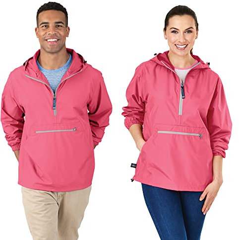 Charles River Apparel Pack-n-go Windbreaker Pullover Hooded Jacket Veste Coupe-Vent, Corail, M Mixte