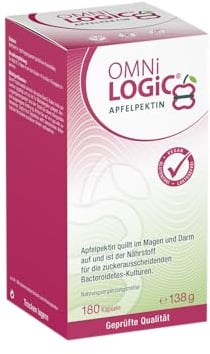 OMNi LOGiC Apfelpektin | Hochdosierter Balaststoff aus Apfel | 180 Kapseln | 3,9 g pro Tagesportion | Hochwertiges Apfelpektin ohne Zusatzstoffe | Vegan